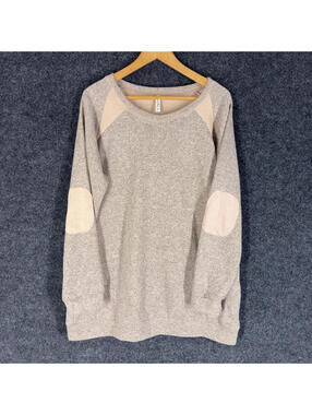 Acting Pro Sweater Pullover Women XL Gray Knit Long Sleeve Round Neck Rayon